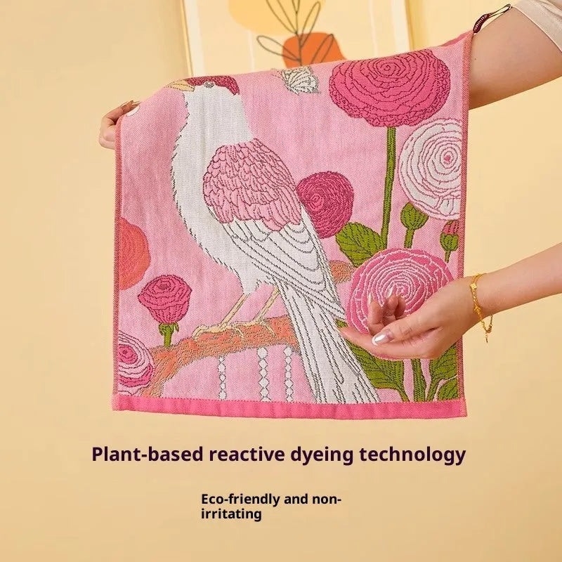 Class A gauze square towel pure cotton 40x34cm printed design 4 pack for face washing
