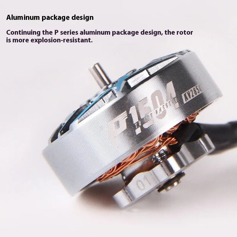 TMOTOR P1604 brushless motor with silver aluminium-clad rotor and mounting screws