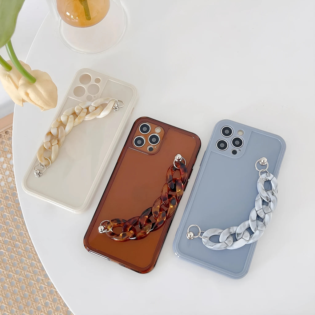 Marble design silicone phone case for iPhone with side lanyard hole in grey blue colour