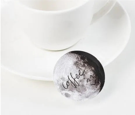 45 piece moon sticker set on paper, each sticker 40mm by 40mm, for diary and book decoration