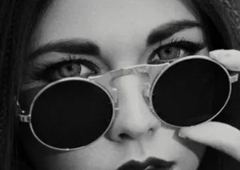 New vintage round steampunk sunglasses flip-up UV protection metal frame for men and women in gold and grey