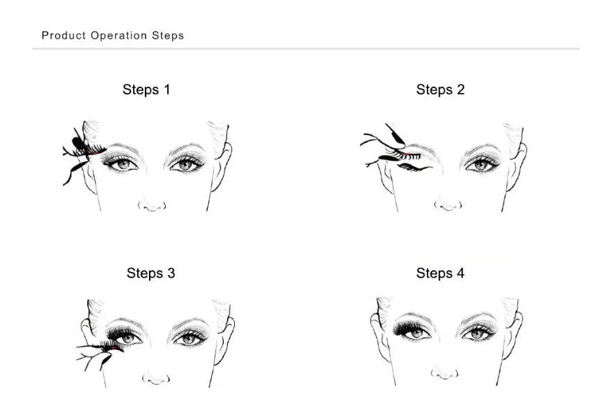 Four magnet false eyelashes in imported fibre, hand made, with optional rose gold or silver eyelash curler