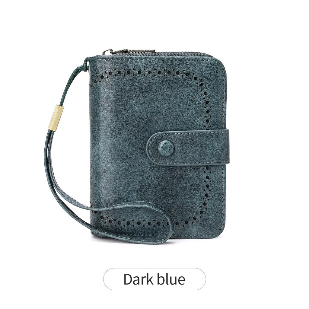 Leopard print small zip wallet with multifunctional compartments and retro design details