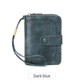Leopard print small zip wallet with multifunctional compartments and retro design details