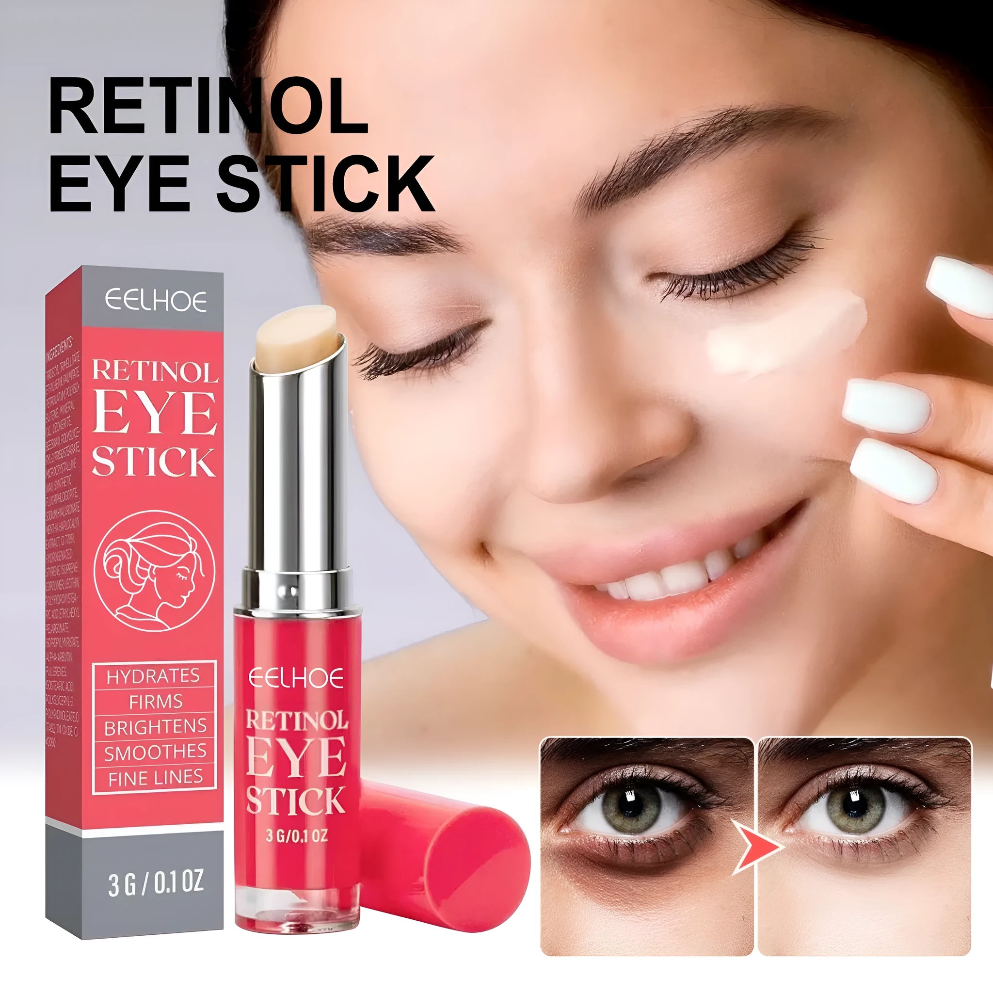 Retinol eye cream for eye skin repair in 3g pot for ladies universal skin type