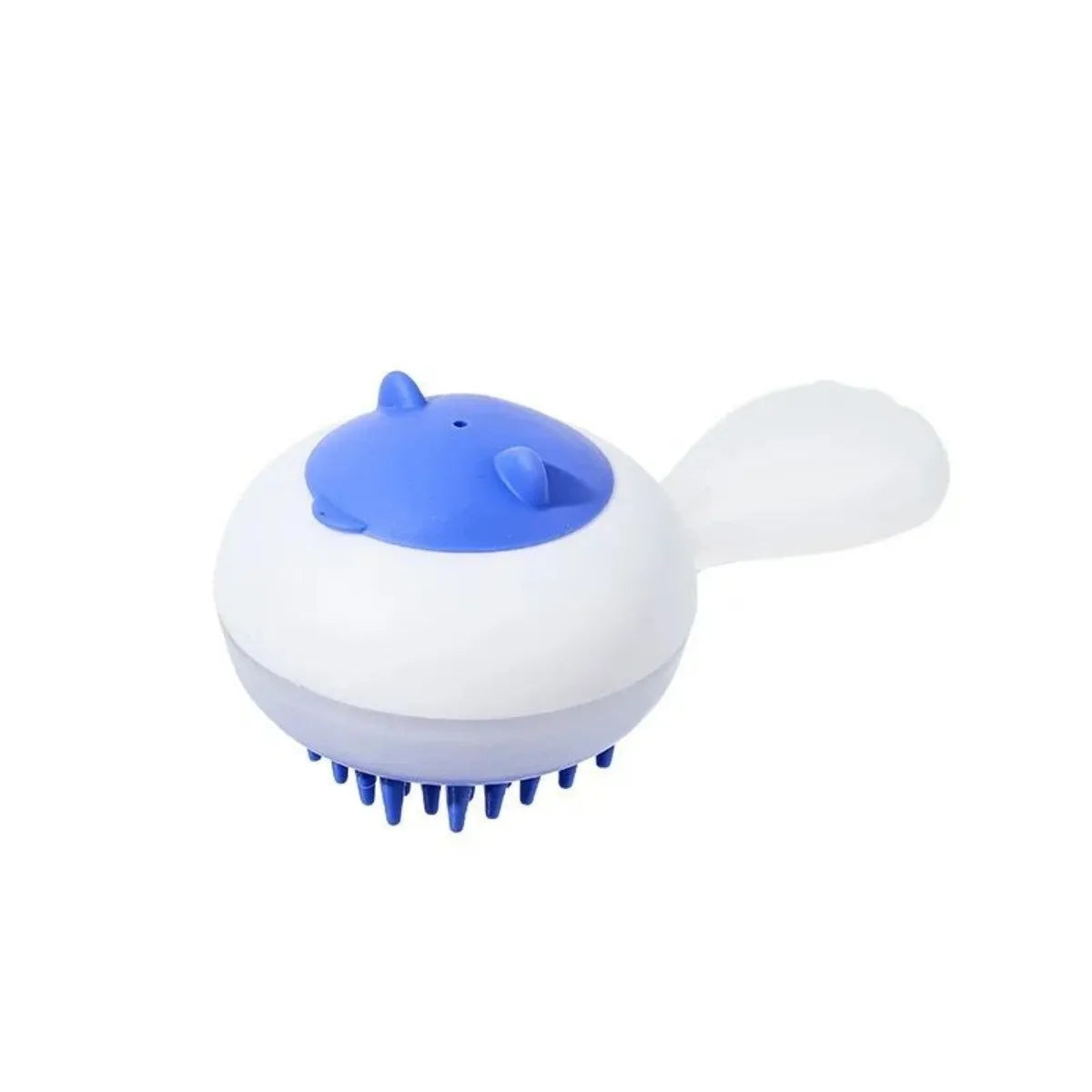 Automatic cleaning pet bath brush with soft gel massage nodes in blue and orange colour options