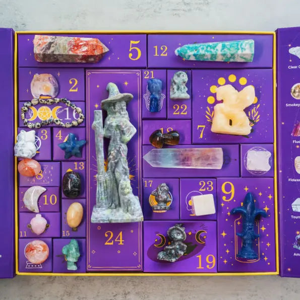 Halloween crystal-design paper gift box with magnetic closure, shown as a countdown calendar.
