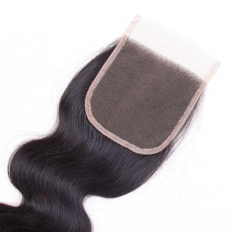 Real human hair body wave 4x4 lace closure in 16 inch free part style on mannequin head