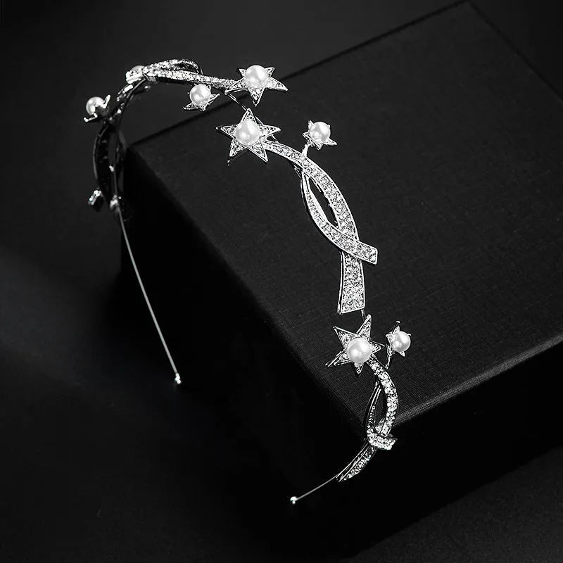 New Princess XINGX bridal crown headband alloy wave shape electroplated finish 28cm long 3.5cm wide default colour