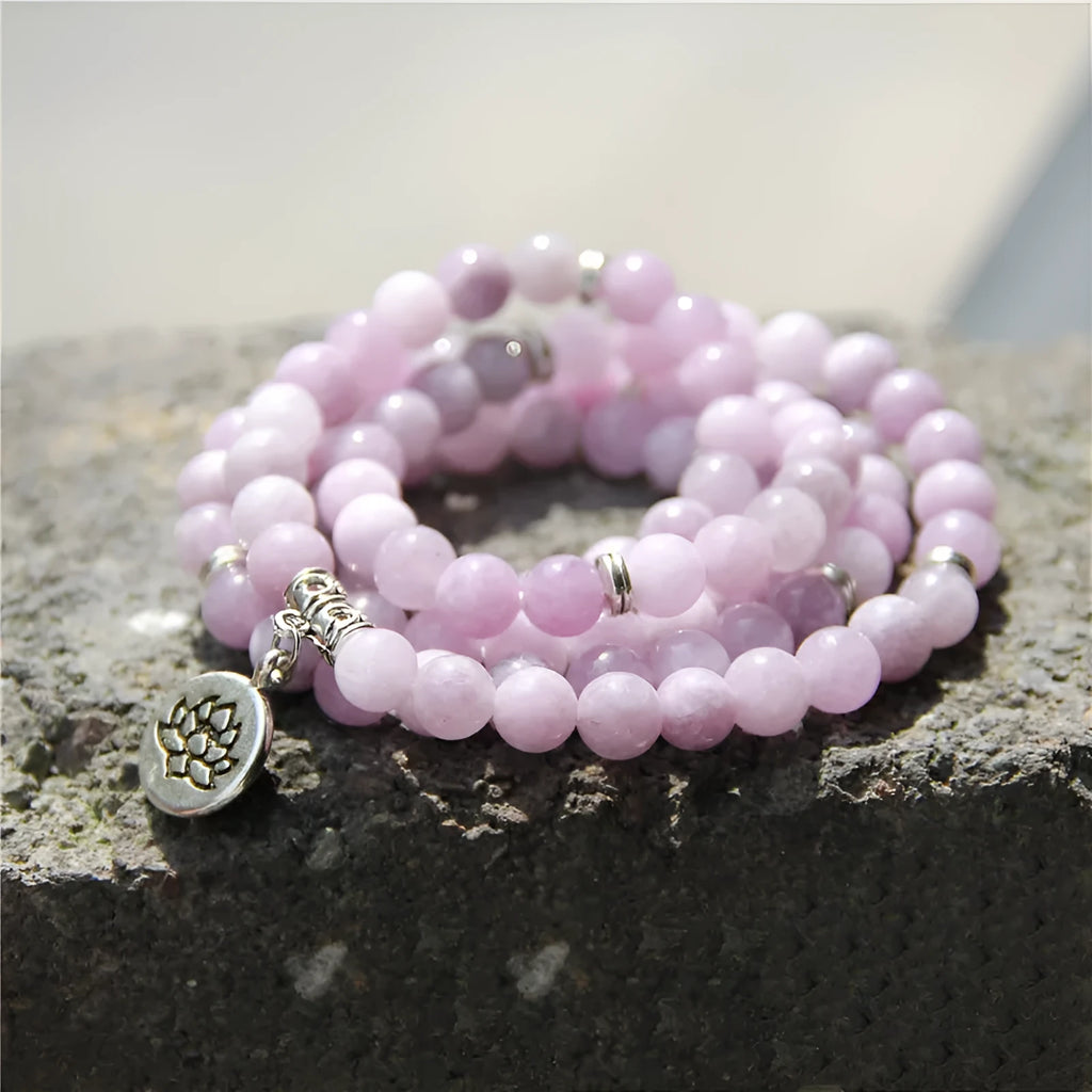 Women's natural stone angel echeveria bracelet with geometric lotus design in literature style
