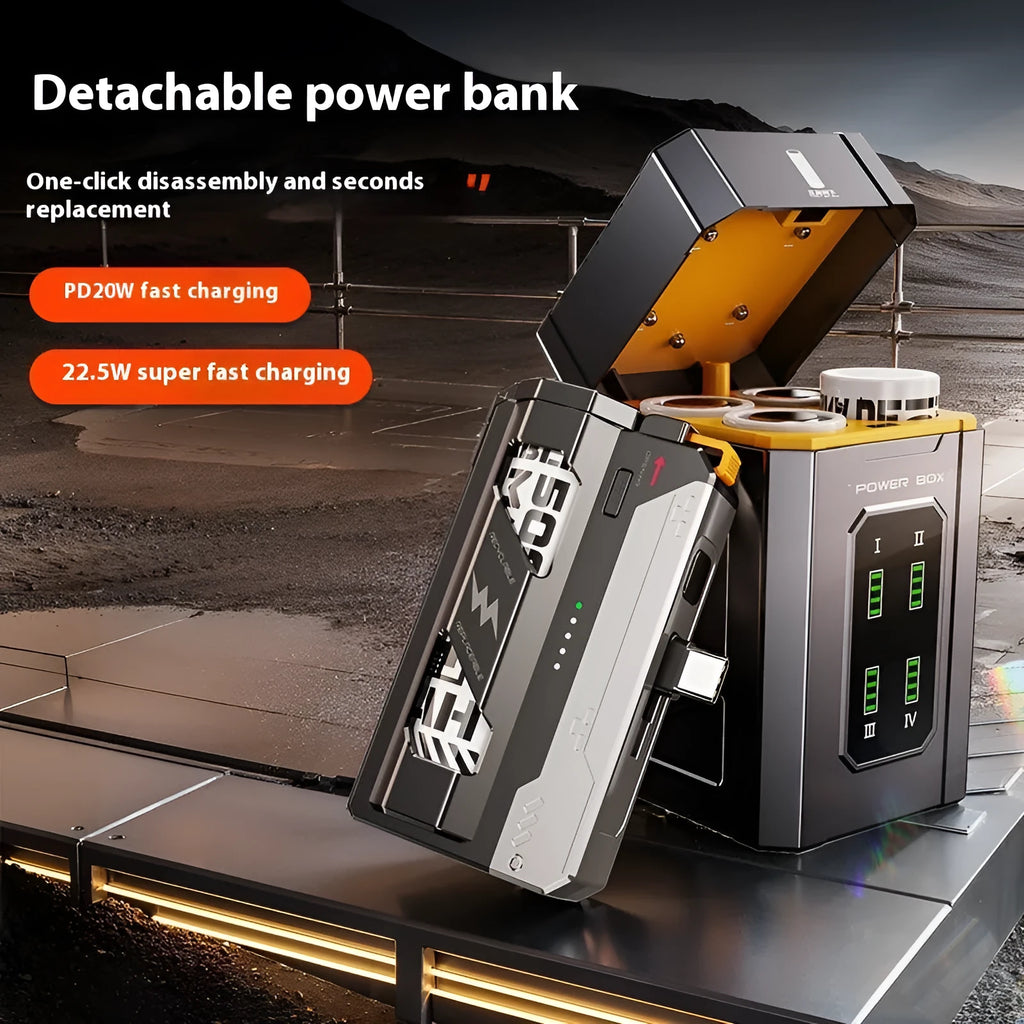 Capsule power bank with hanging buckle, 25000mAh fast charge, available in Type-C and Lightning