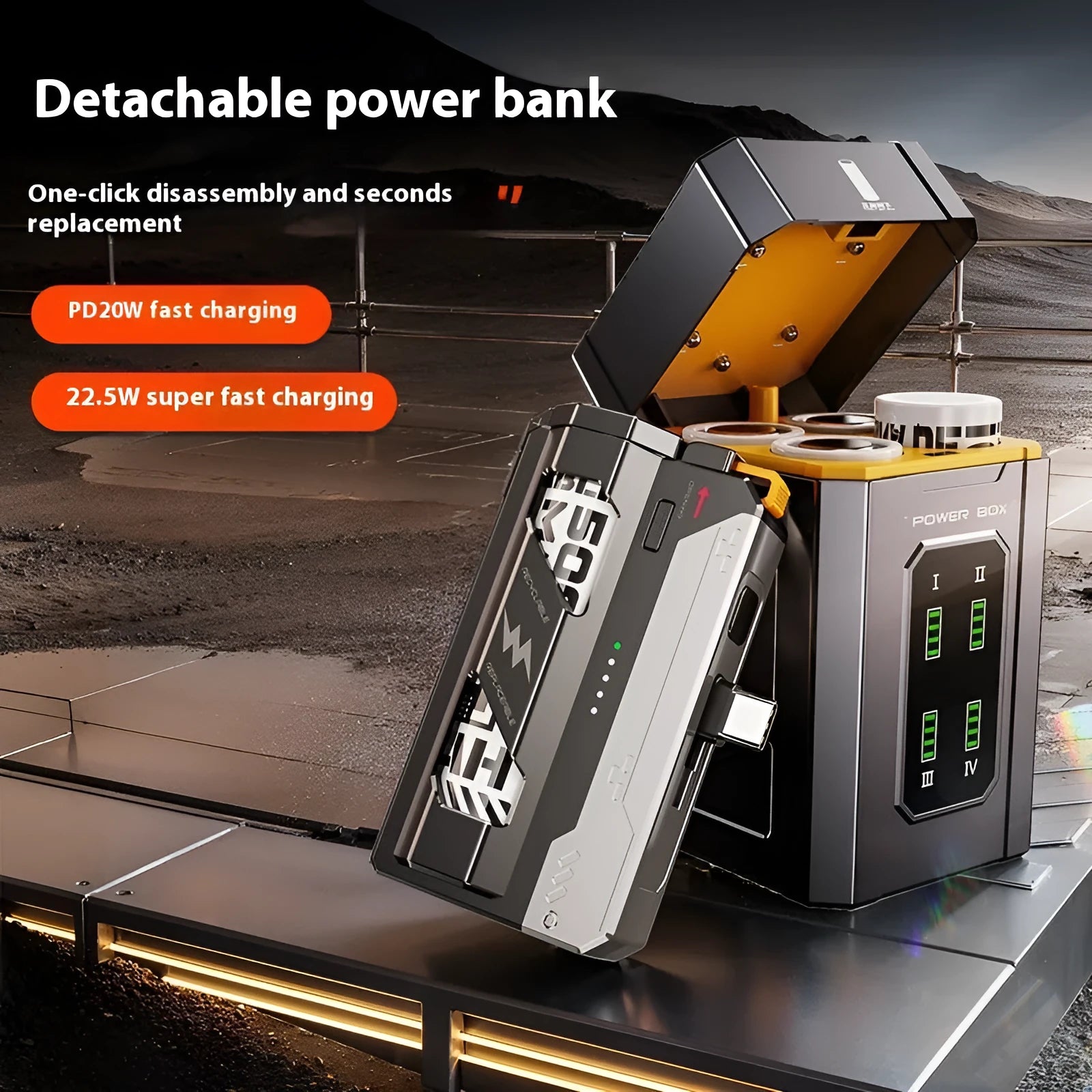 Capsule power bank with hanging buckle, 25000mAh fast charge, available in Type-C and Lightning