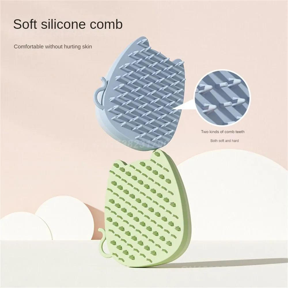 Blue sponge silicone pet comb with dual-type teeth for grooming cats and dogs