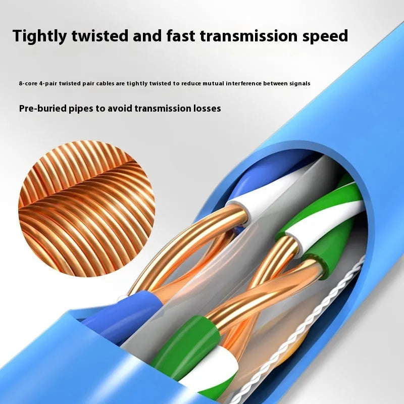 Blue oxygen-free copper Cat6 ethernet cable on a 305-metre reel