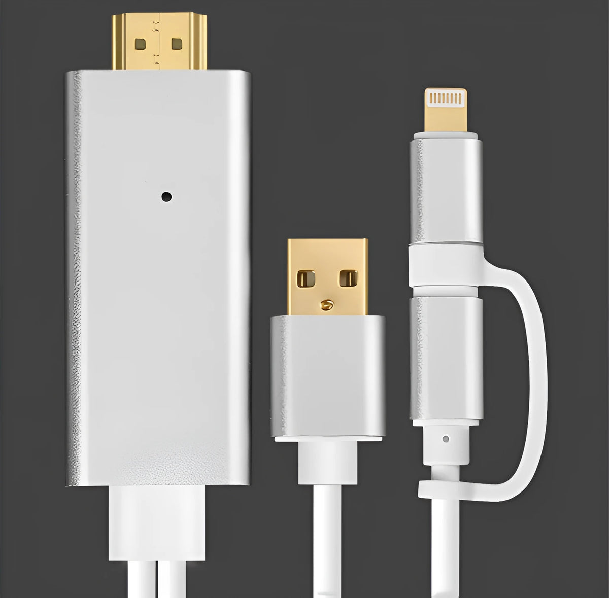 Silver 2 in 1 HDMI male to dual female splitter cable adapter 2 metres long