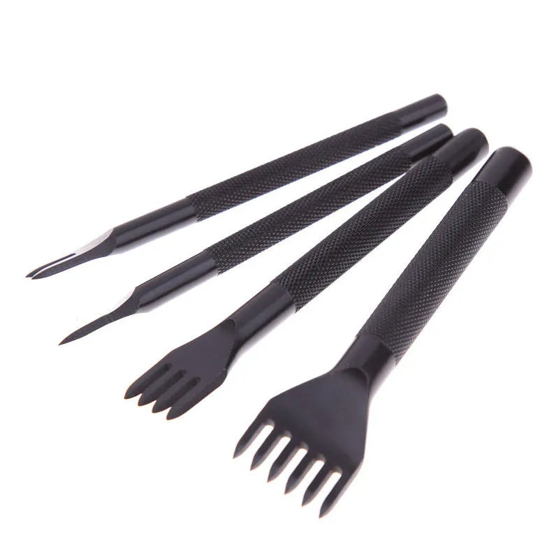 Black DIY leather punch tool with diamond teeth, 3mm pitch, 166g weight, PP bag packaging