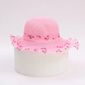 Princess straw hat for children aged 2-7 in beige with wide brim for sun protection