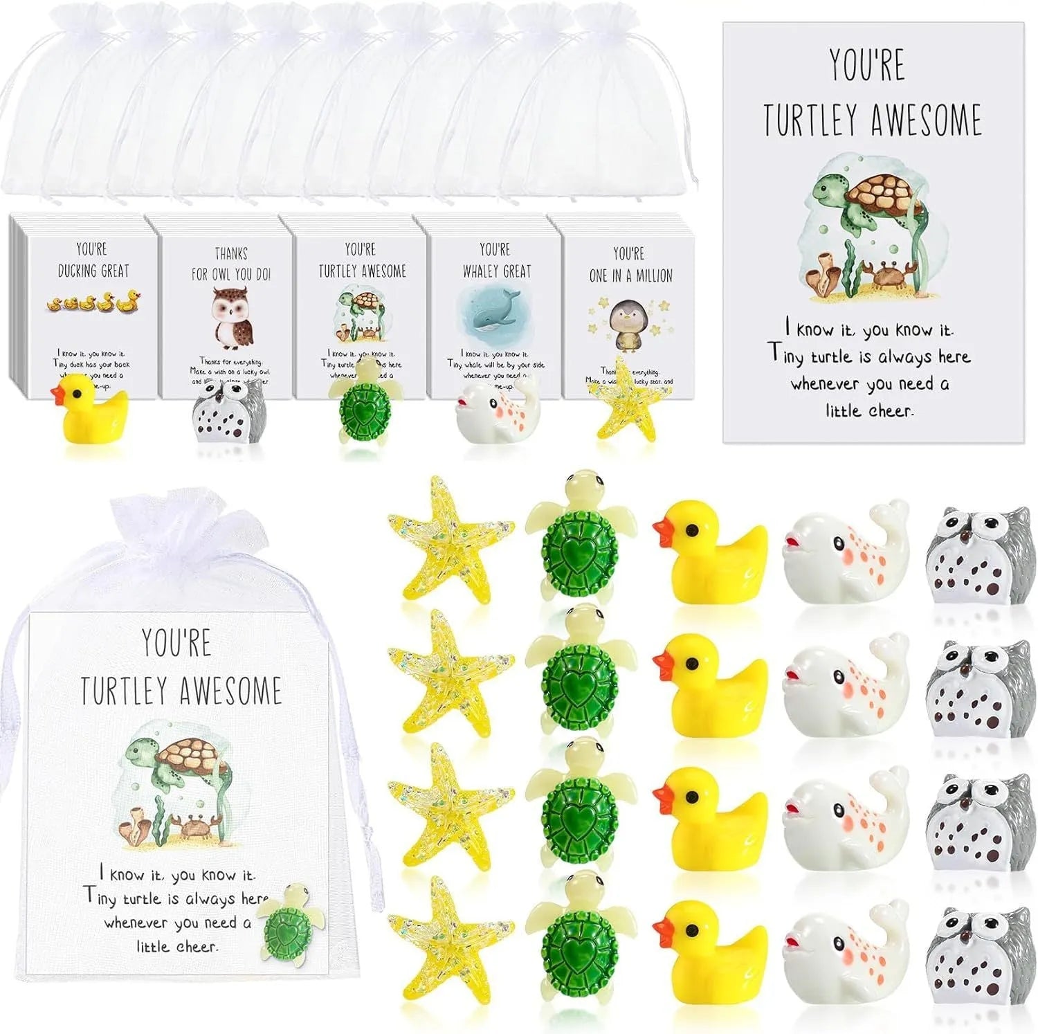Resin motivational greeting cards with pun inspirational text in various set sizes