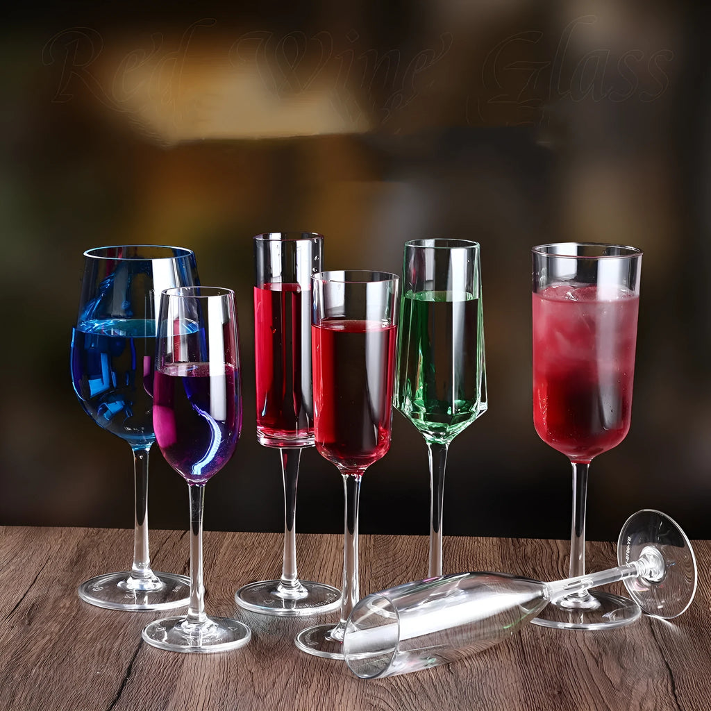 Clear plastic catering wine glass for parties, shown in 550ml and 300ml sizes.