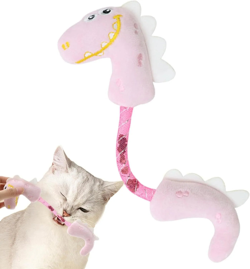 4-piece cat toy bundle showing chew rope, plush mouse, fish, and bunny toys in assorted colours