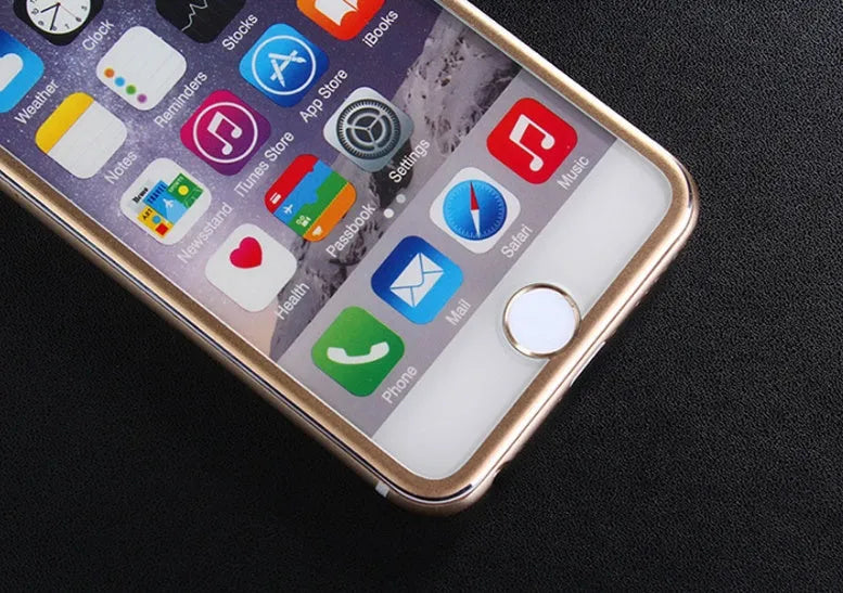 Black tempered glass full screen cover with titanium alloy frame for iPhone models