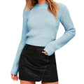 Slim fit long-sleeved knitted pullover sweater with round neck and splicing detailing in acrylic fabric