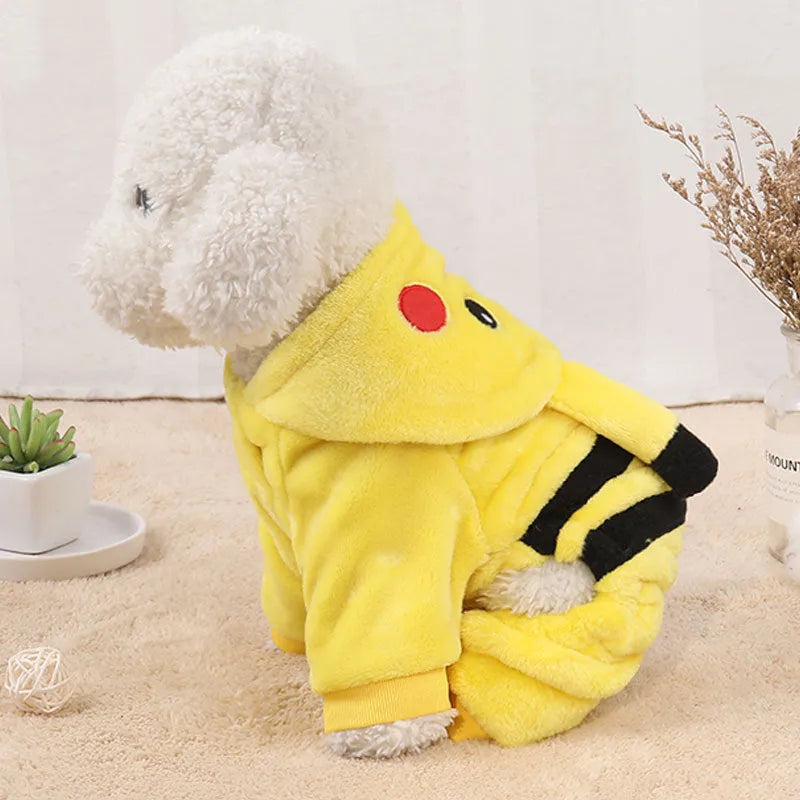 Fleece hoodie costume coat for cat or small dog in cartoon design