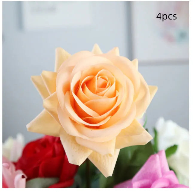 Artificial silk flower bouquet with 42cm stem and 8.5cm flower head in multiple colour options