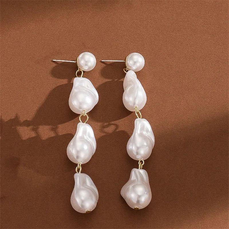 Baroque imitation pearl jewellery with irregular teardrop necklace, bracelet and earrings for women