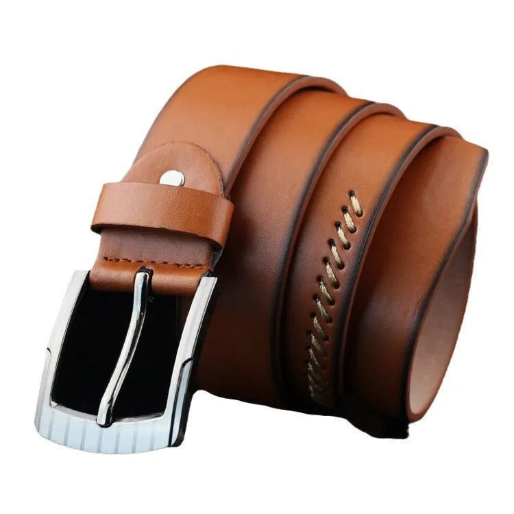 Men's threading casual pin buckle belt in black, white or brown colours with 110cm length