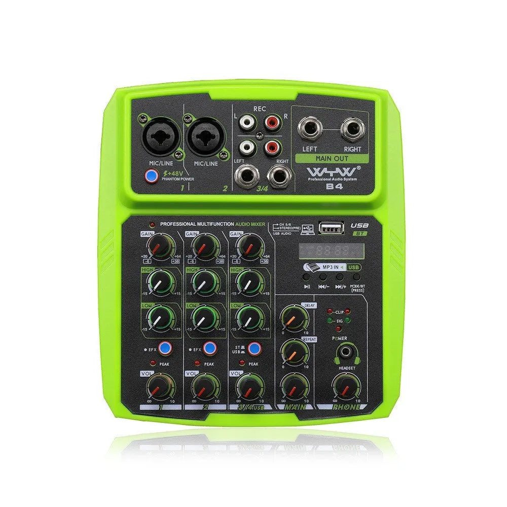USB audio processor with colour LED mixer, available in green, red or yellow