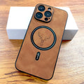 Magnetic imitation leather phone case with sheepskin pattern in black for iPhone