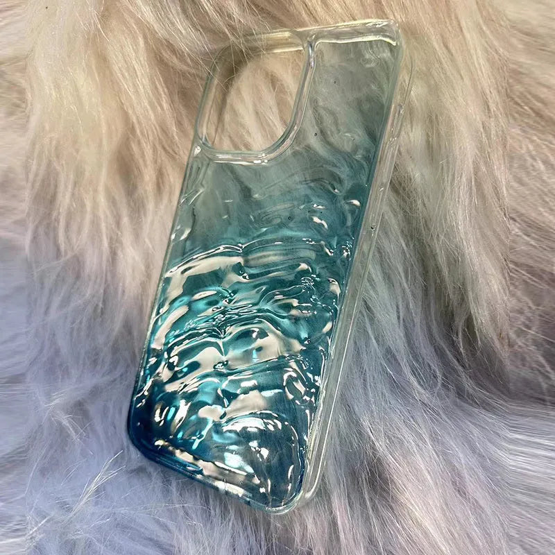 Faded blue water pattern silicone phone case for iPhone shockproof anti-drop