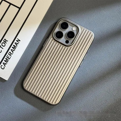 Corrugated matte electroplating frosted hard shell phone case for iPhone 17 in dark blue colour