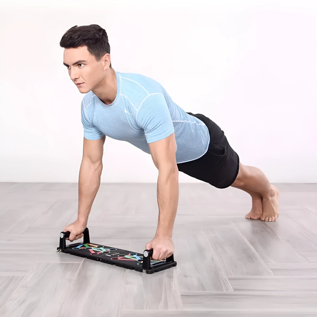 Yunmai black push-up stand with ABS construction, main body 300x180x36mm, handles 172x93x36mm