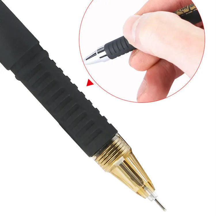 Carbon black gel pen set for students, 8pcs, with black refill, plastic barrel, cap closure, and bullet or needle tip options.