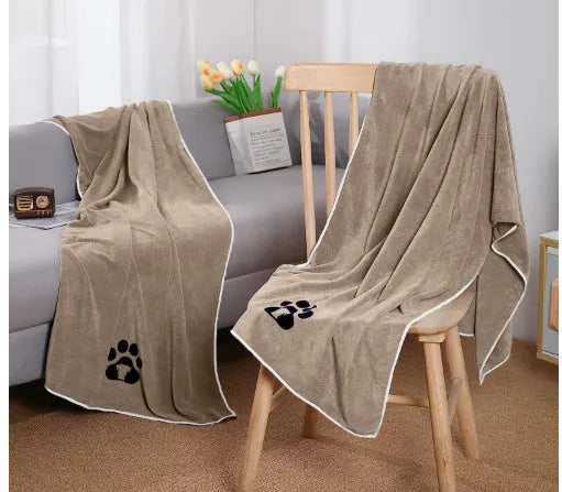 Brown ultra-fine fiber pet towel for dogs, water absorbing and quick drying, 35x75cm