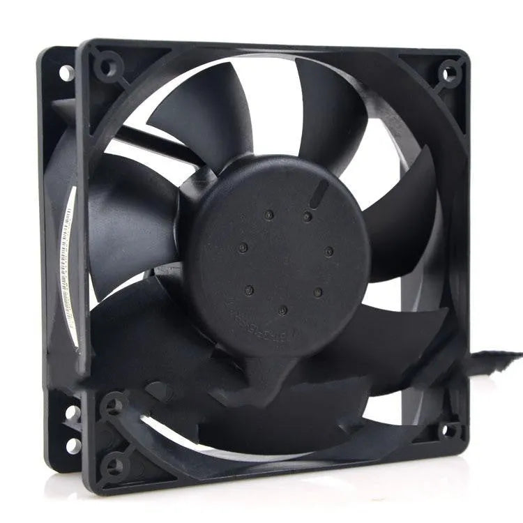 Delta AFC1212DE 120mm 12V PWM cooling fan with 4-wire lead, PBT glass fibre frame, and double ball bearing