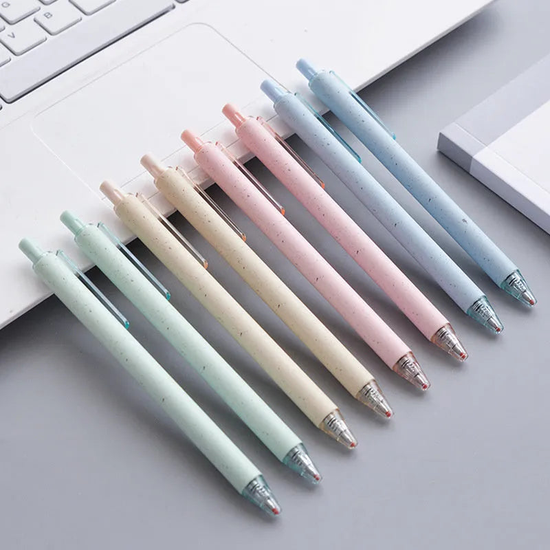 Set of 12 student gel pens with 0.5mm quick-drying refills in four colours with push-button design