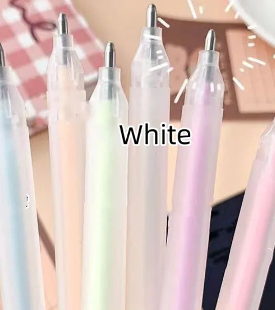 Macaroon coloured quick-dry dispensing pen with cap-pulling design