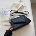 Stone pattern square PU leather one-shoulder bag in horizontal rectangle shape