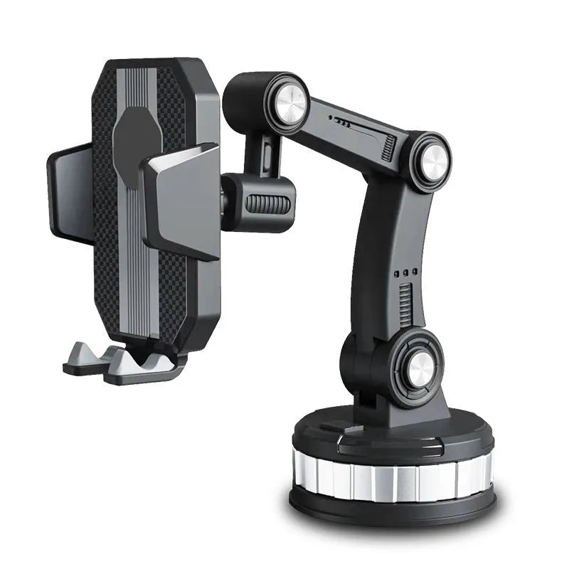 Grey suction cup fixed rotary adjustment car mobile phone holder with universal compatibility for GPS navigation