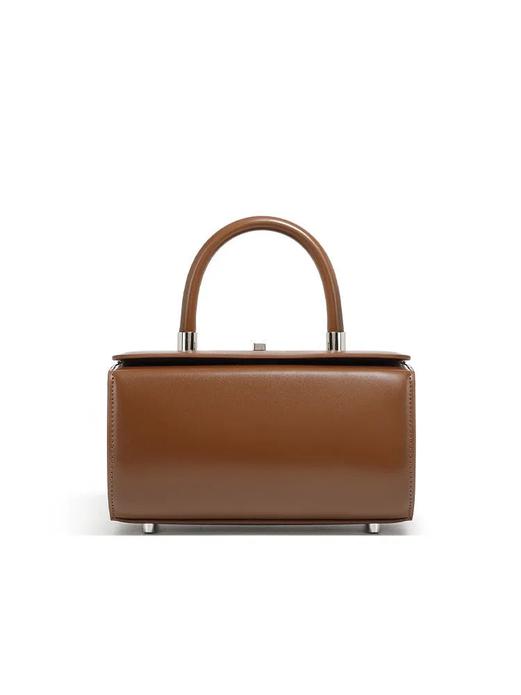 Leather women's crossbody bag with clamshell design in urban simplicity style