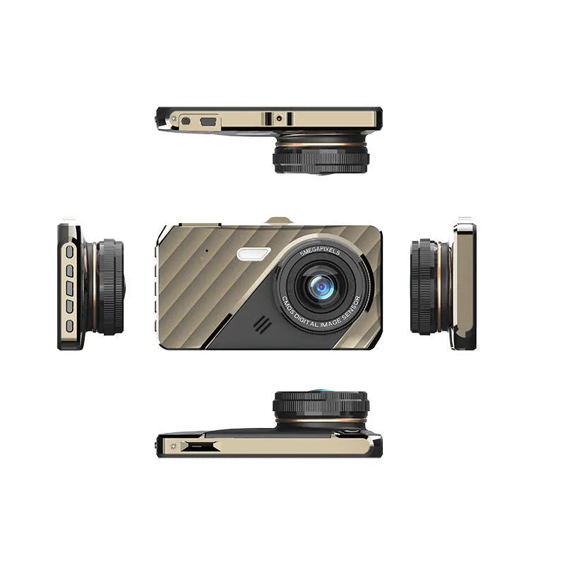 4 inch front and rear dual lens car dash cam with touch screen display