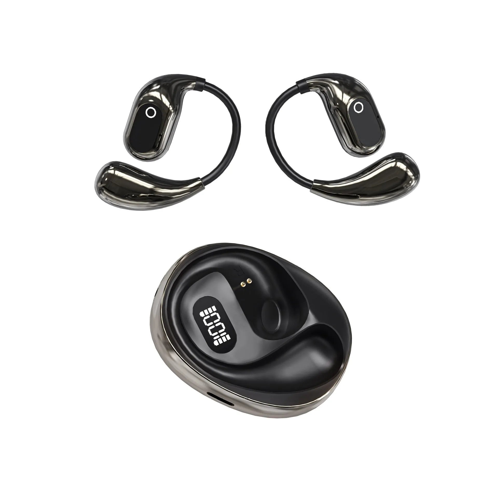 AI smart translation wireless Bluetooth ear-mounted headset XG99 White with digital display and voice control
