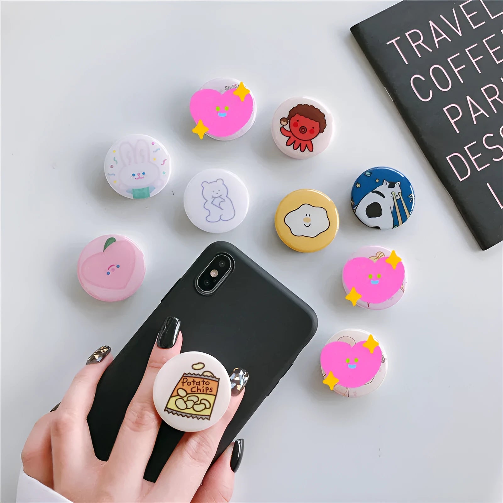 Creative telescopic glue cartoon mobile phone airbag bracket in avocado C3 design