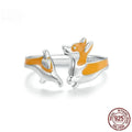 Sterling silver women's ring with a cute cartoon corgi dog design in colour SCR1014-E.