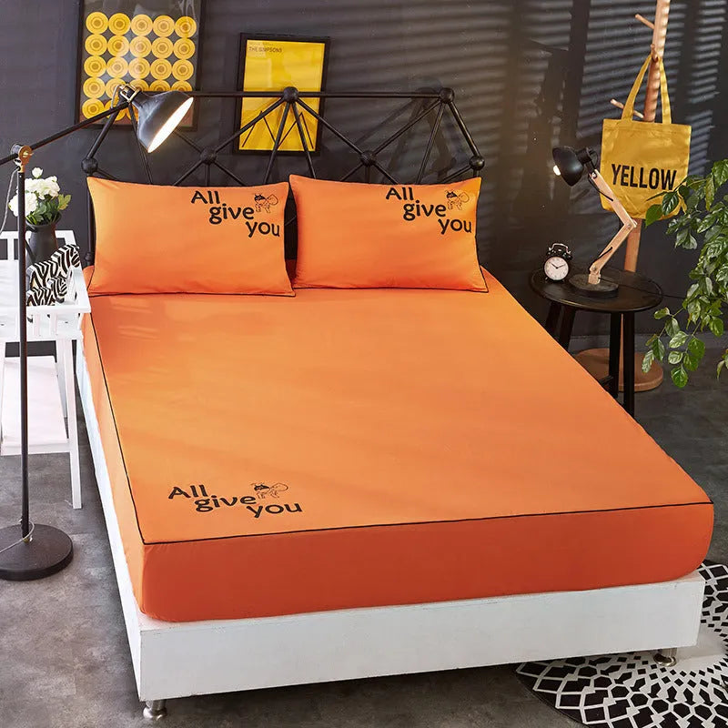 Beauty bed cover and brushed bed skirt in breathable sanding fabric, with nine colour options and multiple sizes