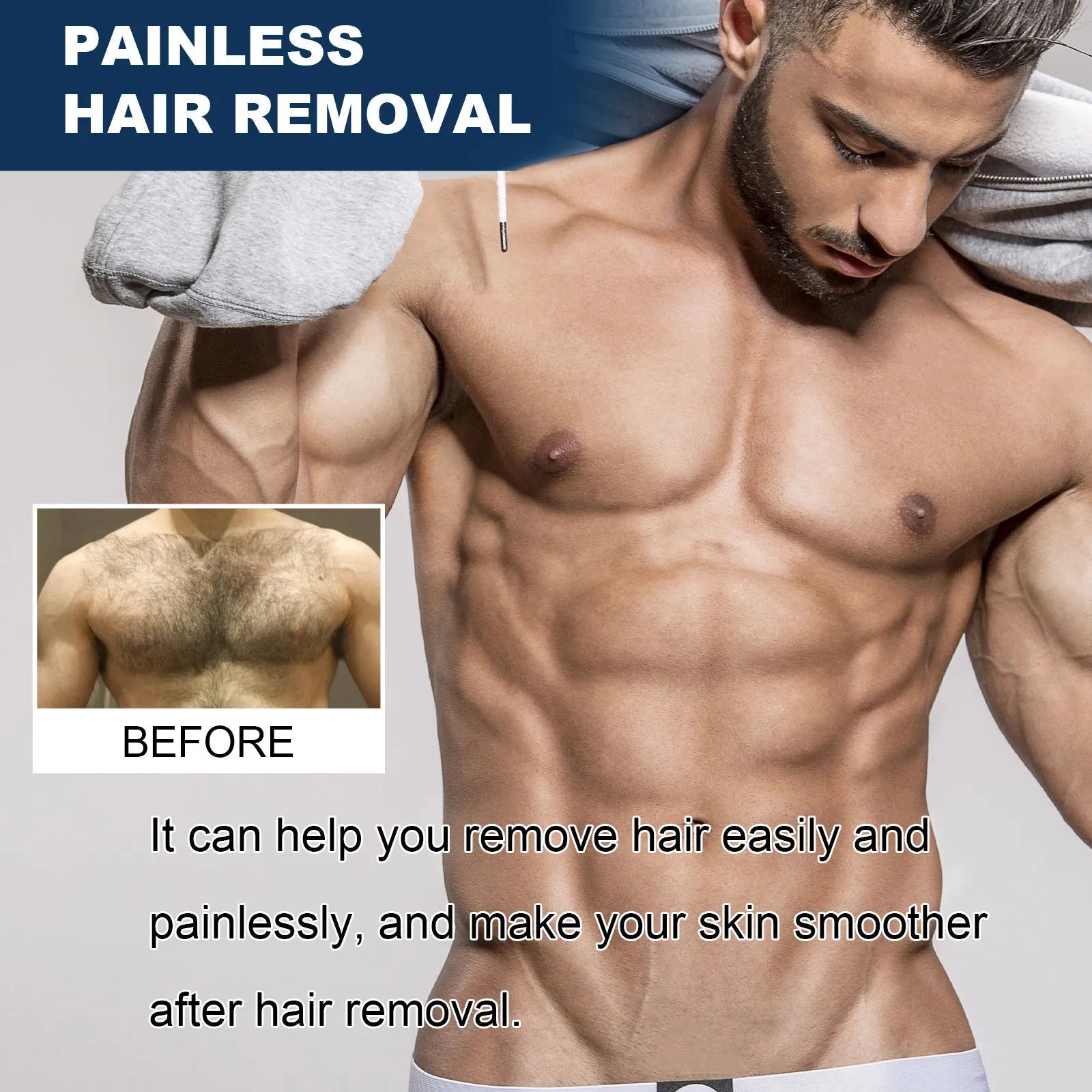 Men's hair removal cream 100ml container for beard, armpit, hand and leg application