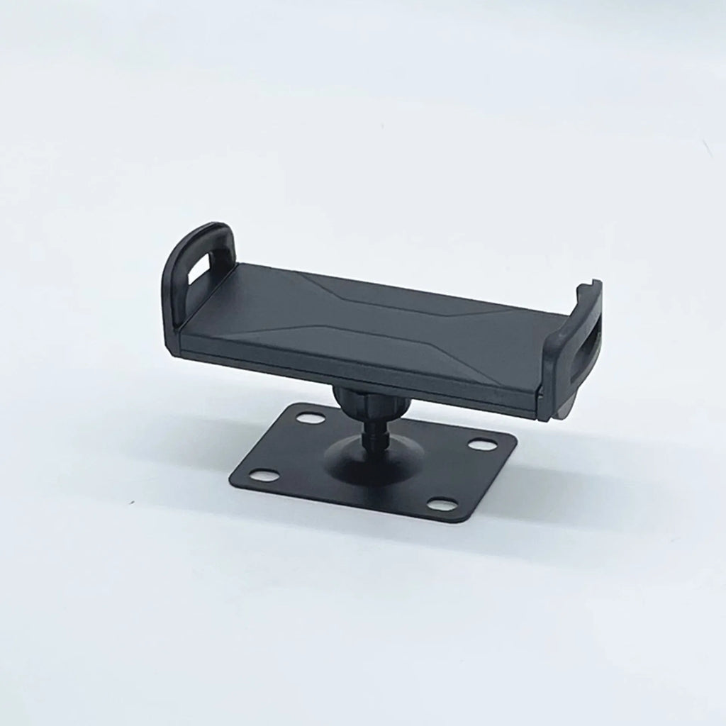 Universal alloy wall rack holding a tablet and a large mobile phone, with foldable and adjustable style options